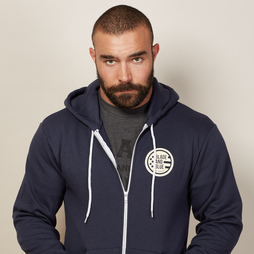 Navy Blade + Blue Crest Hoodie - Made In USA