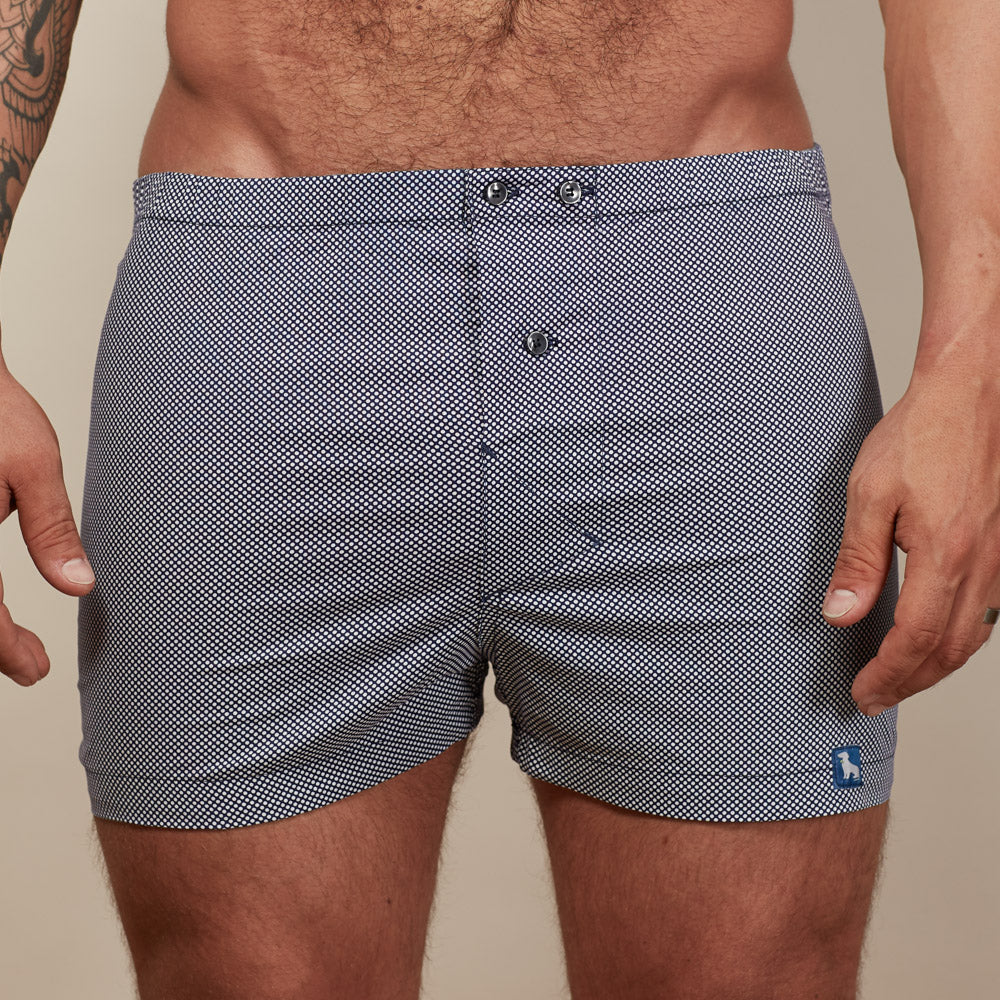 Navy & White Dot Print Boxer Short - Tony
