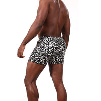 "LUCIEN" - Black & White Animal Print Slim-Cut Boxer Short -  Made In USA
