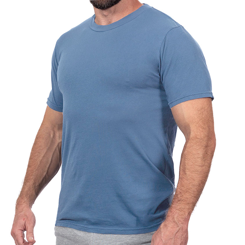 Cadet Blue Pigment Dyed Cotton Classic Short Sleeve Tee - Made In USA (Size L Available)
