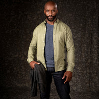 "McCOY" - Olive Melange Brushed Cotton Shirt - Made In USA