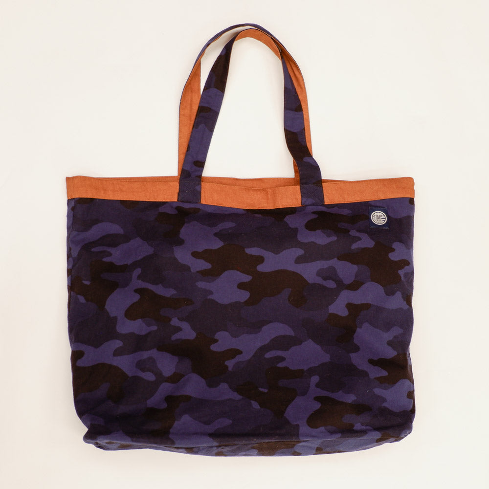 Blue Camouflage Print & Solid Copper Reversible Jumbo Tote Bag