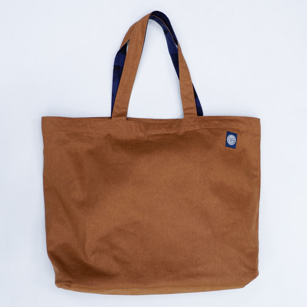 Blue Camouflage Print & Solid Copper Reversible Jumbo Tote Bag