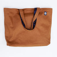 Blue Camouflage Print & Solid Copper Reversible Jumbo Tote Bag