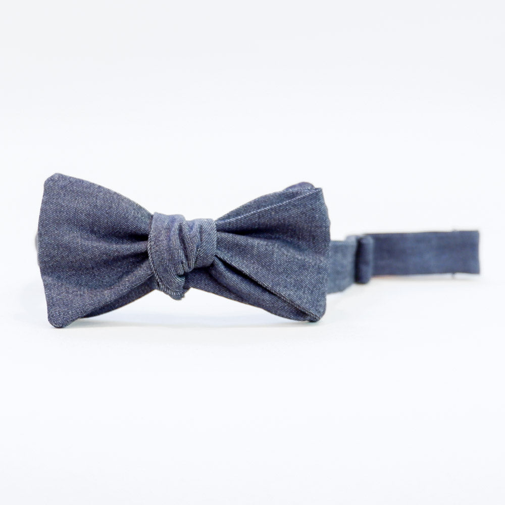 Solid Blue Denim Bow Tie