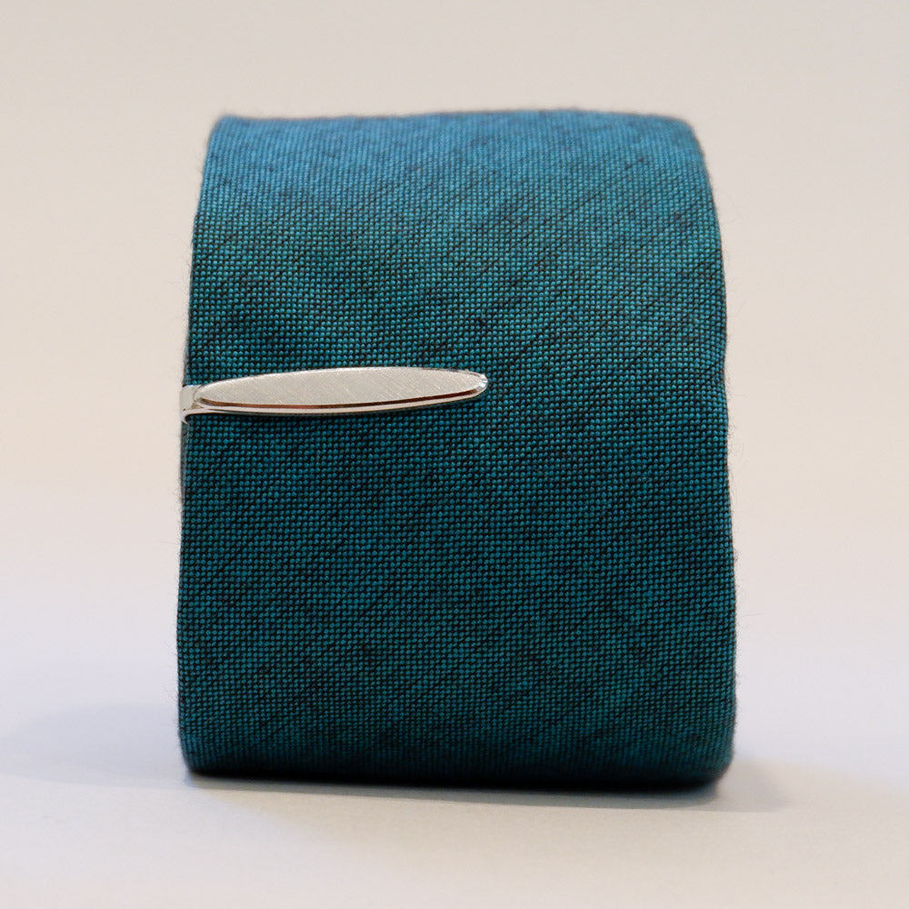 Vintage Silver Tone Ellipse-Shaped Tie Clip