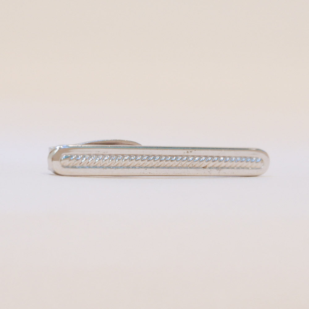Vintage Silver Tone 'Etched Rope' Tie Clip