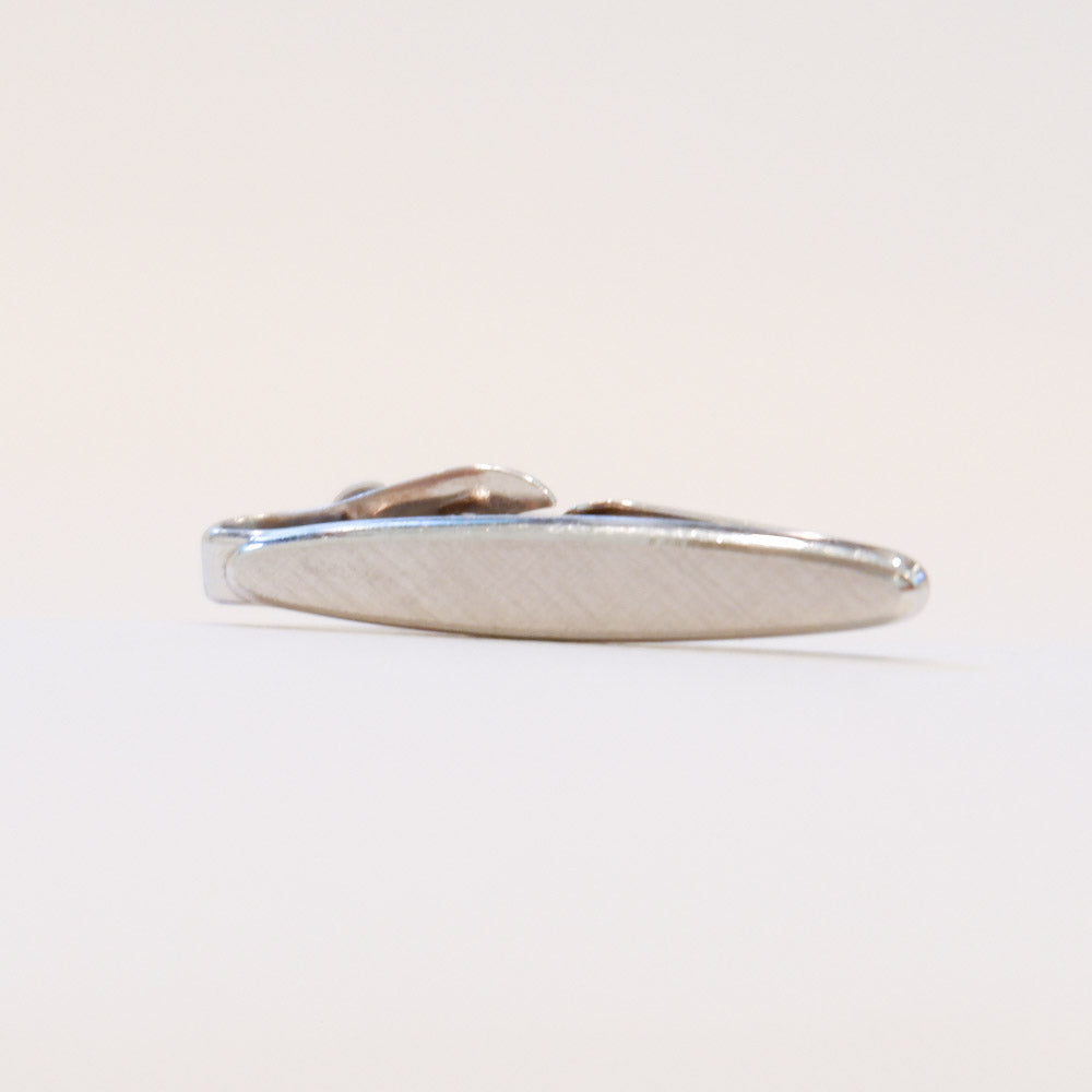 Vintage Silver Tone Ellipse-Shaped Tie Clip