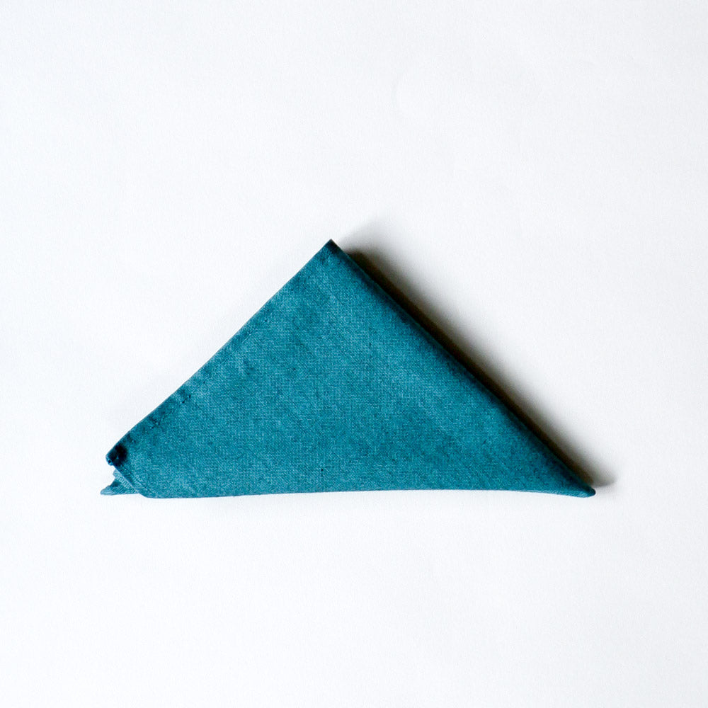 Solid Teal Chambray Pocket Square