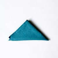 Solid Teal Chambray Pocket Square