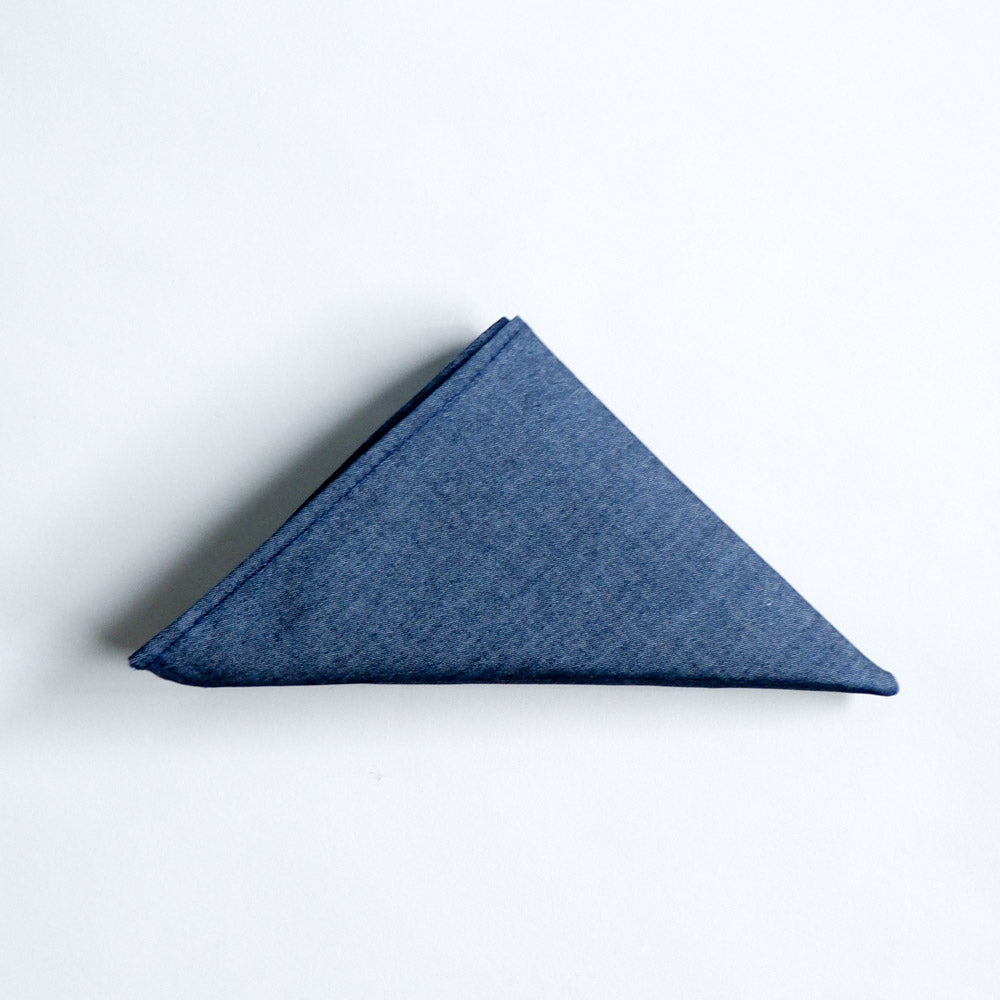 Solid Blue Denim Pocket Square