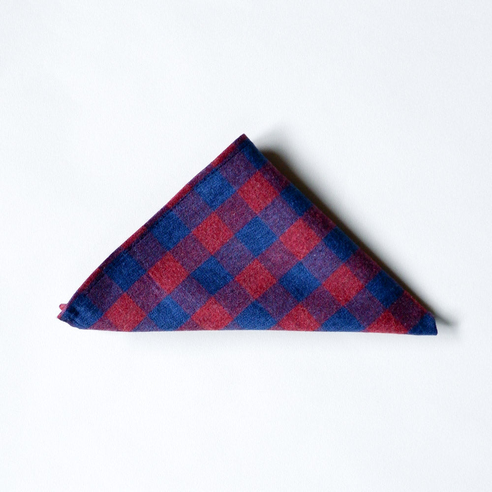 Burgundy & Blue Flannel Pocket Square