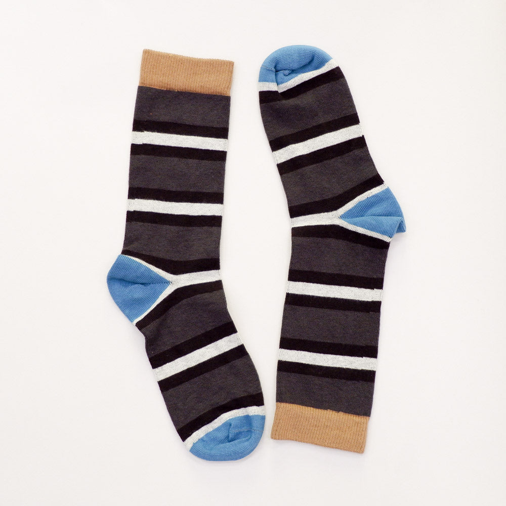 Grey & Black College Stripe Socks