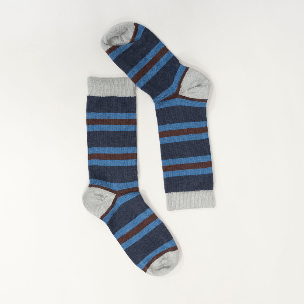 Navy, Pale Blue & Burgundy College Stripe Socks