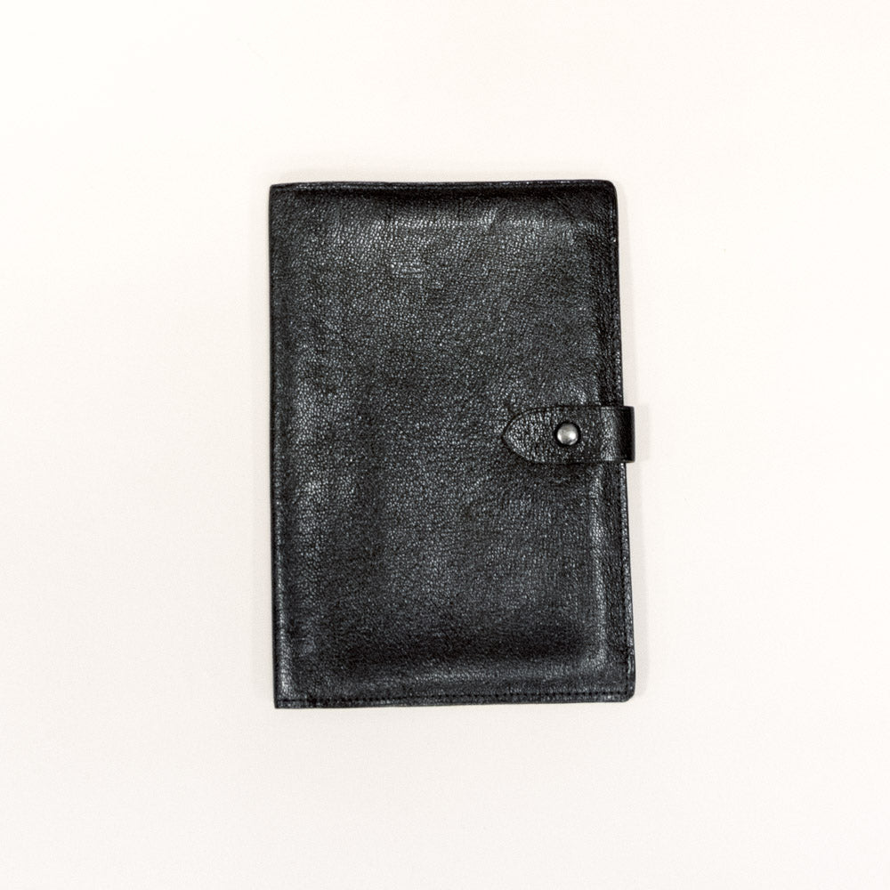 Vintage Black Leather Passport Holder, Travel Wallet