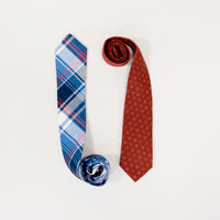 Red Geometric Floral Print Cotton Tie