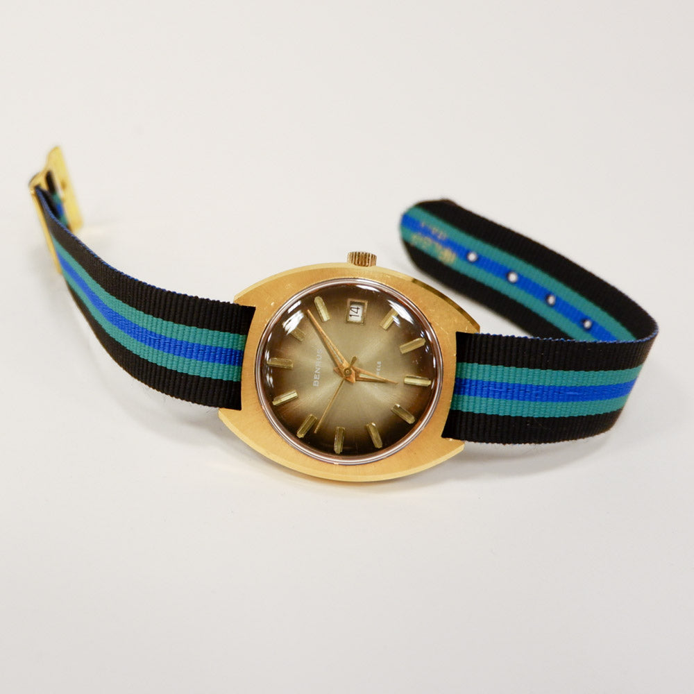 Vintage 1970's Benrus Automatic Gold Tone with Sunburst Dial