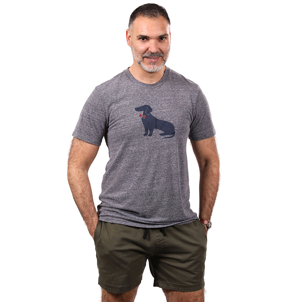 Grey Heather Tri-Blend Dachshund Tee - Made In USA