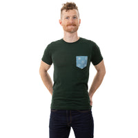60% OFF AFTER CODE NEWFALL: Dark Emerald Green With Japanese Shibori Print Pocket Tee