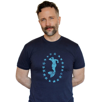 Provincetown Navy Blue Lounging Merman Tee - Made In USA
