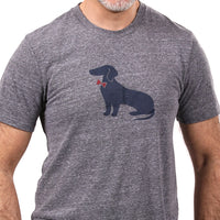 Grey Heather Tri-Blend Dachshund Tee - Made In USA