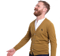 Camel Fine Gauge Cotton Cardigan Sweater