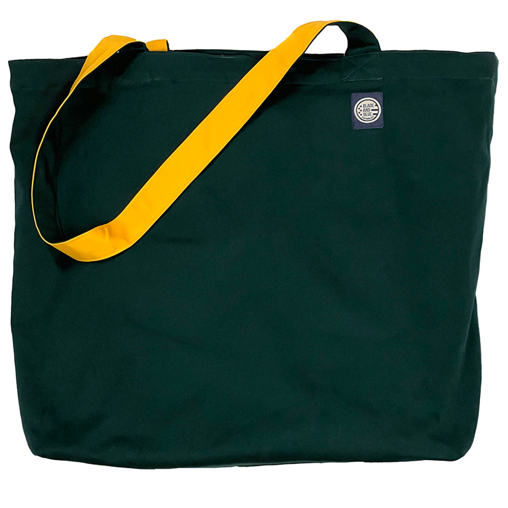 Hunter Green & Gold Cotton Stretch Reversible Tote Bag