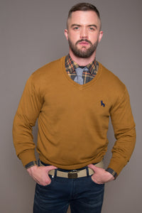 Grey Heather, Orange & Khaki Brushed Cotton Plaid  Shirt - Oliver