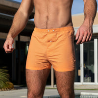 "JOHNSON"  Solid Orange Slim-Cut Boxer Short - Made In USA