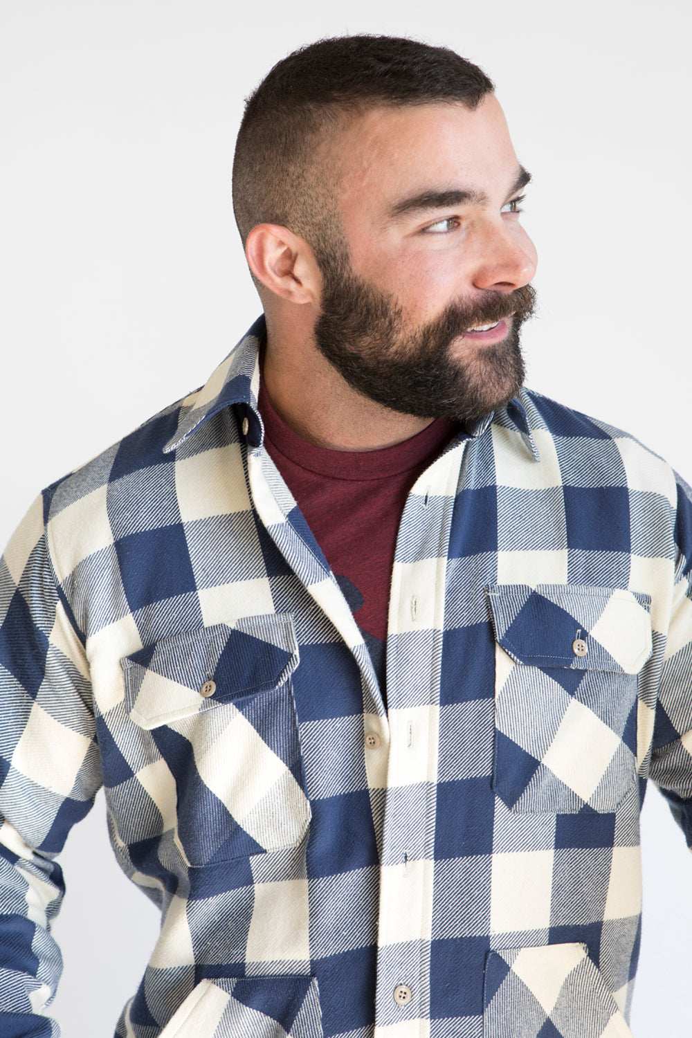 Blue & White Buffalo Check Shirt Jacket