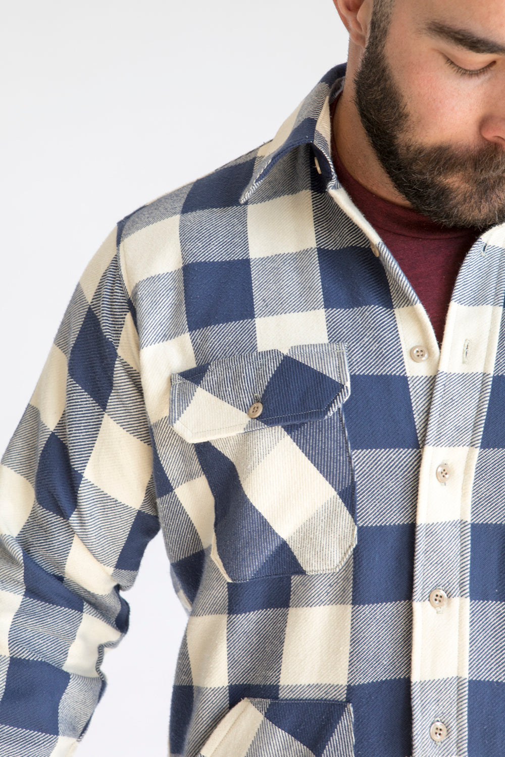Blue & White Buffalo Check Shirt Jacket