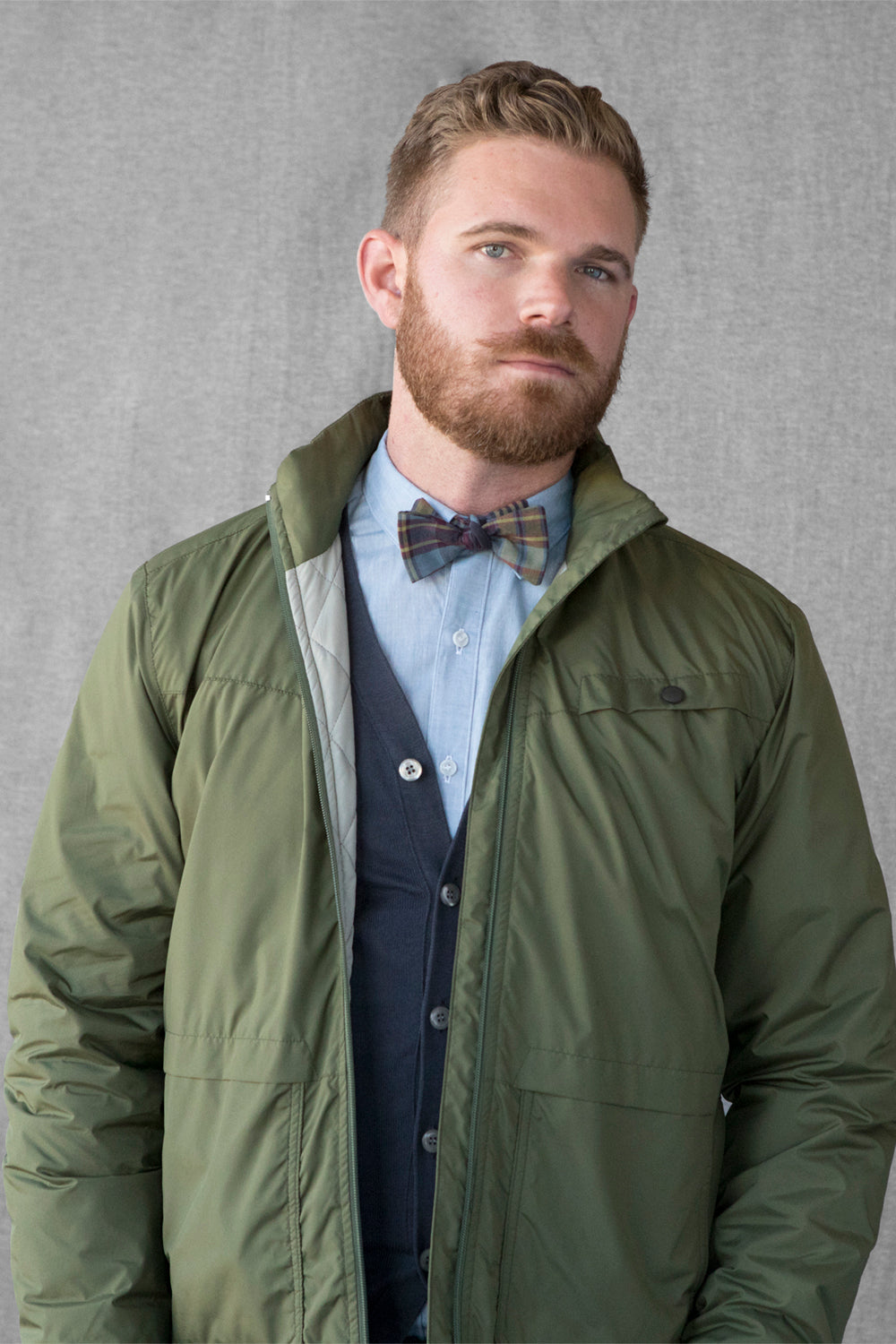 Olive, Burgundy, Navy Blue Plaid Cotton Bow Tie