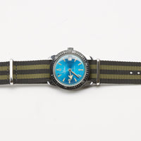 Vintage Blue Chateau Diver's Watch with Striped Military Band
