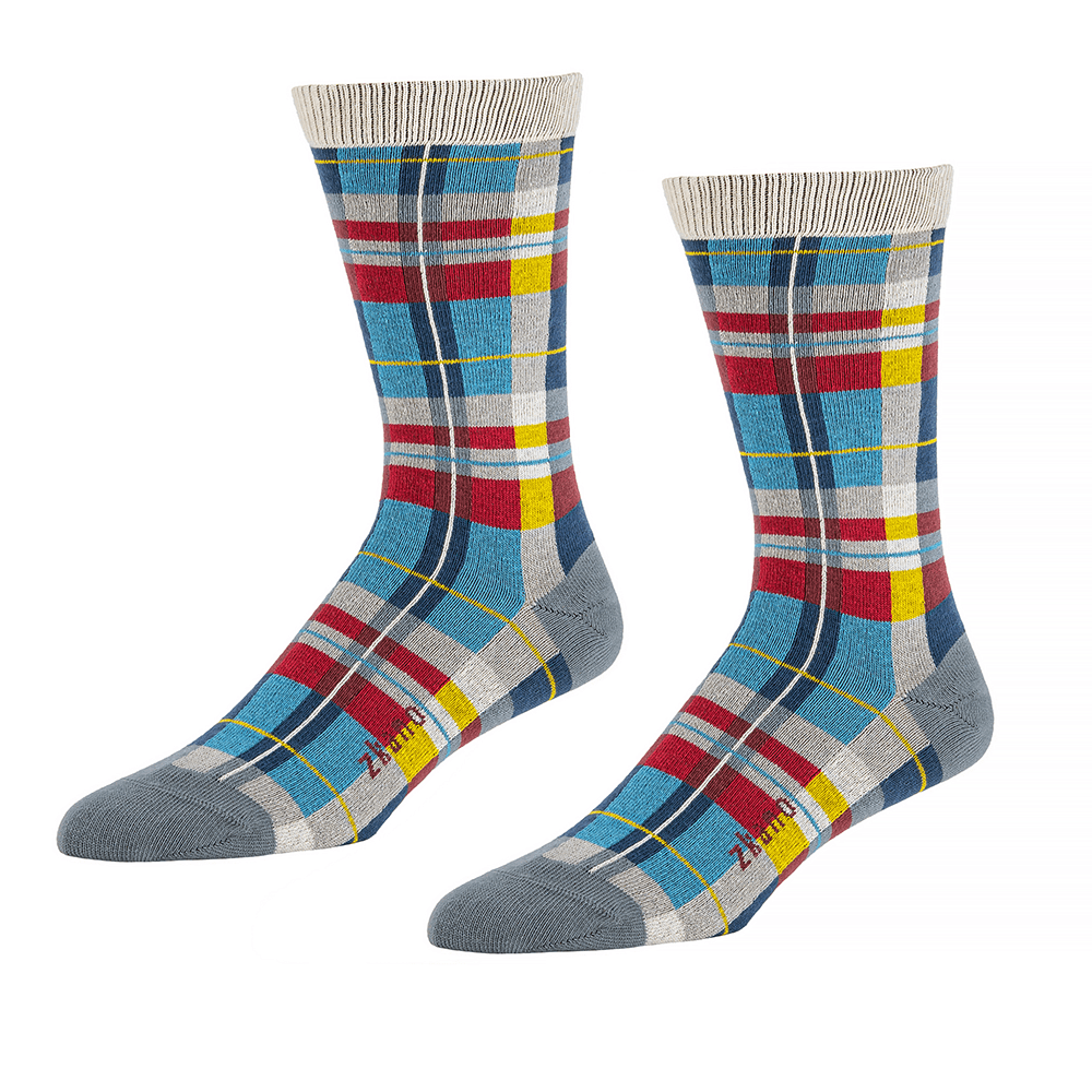 Blue, Red & Grey Plaid Socks - Bobby