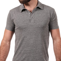 Vintage Grey Heather ECO Tri-Blend Jersey Polo - Made In USA