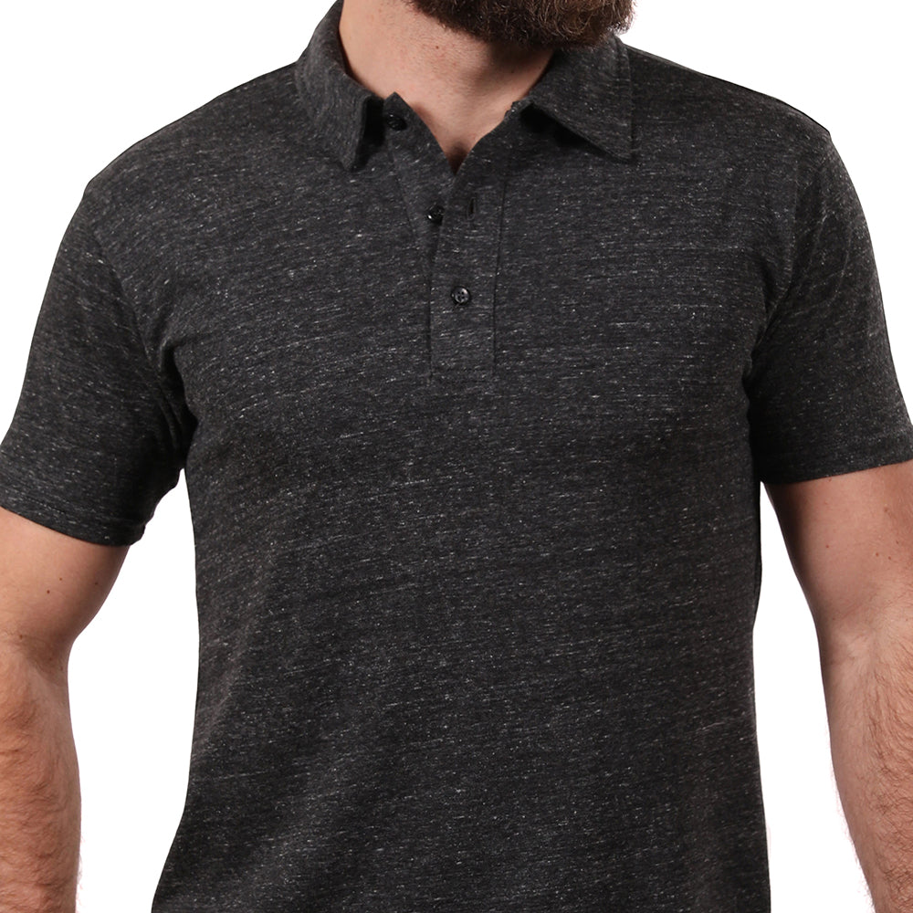 Charcoal Heather ECO Tri-Blend Jersey Polo - Made In USA