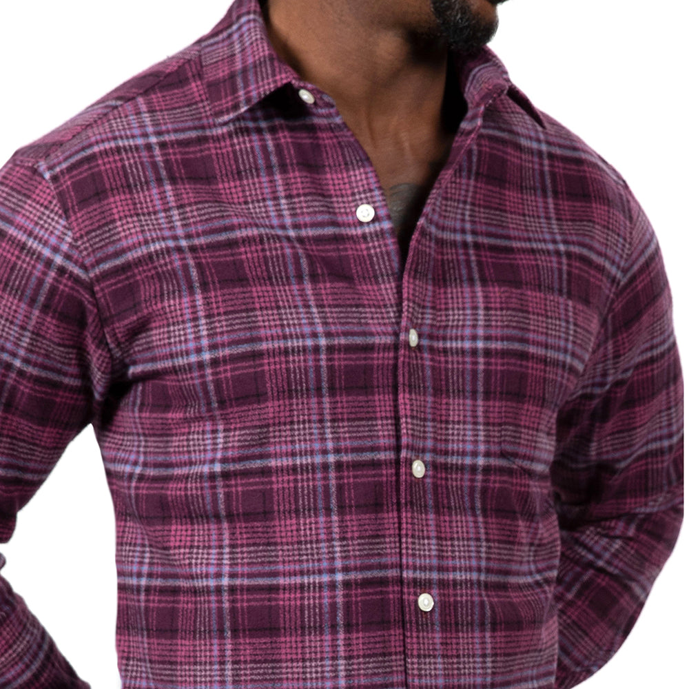 &quot;PARSONS&quot; - Tonal Purple Flannel Plaid Shirt - Made In USA