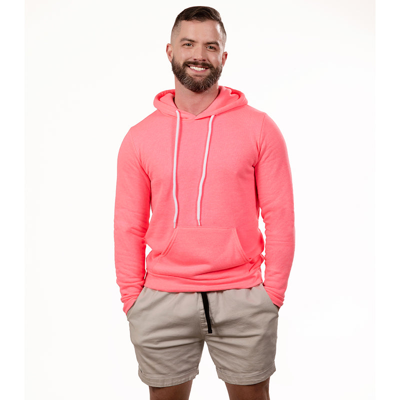 Bubblegum Pink Popover Hooded Fleece Sweatshirt - Made in USA