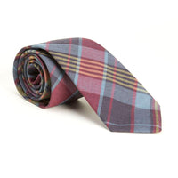 Olive, Burgundy, Navy Blue Plaid Cotton Tie