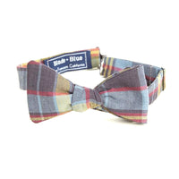 Olive, Burgundy, Navy Blue Plaid Cotton Bow Tie