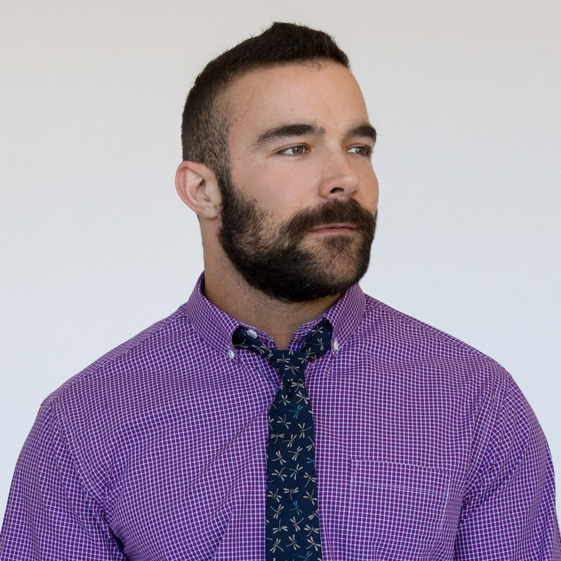 Purple & White Grid Check Shirt - Jesse