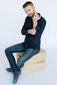 Japanese Indigo Dyed Triangles Print Shirt - Hamel