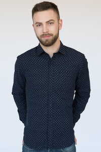Japanese Indigo Dyed Triangles Print Shirt - Hamel