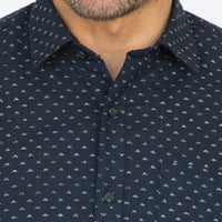 Japanese Indigo Dyed Triangles Print Shirt - Hamel