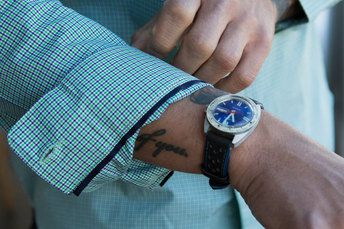 Green, Blue & White Micro Check Shirt - Matts