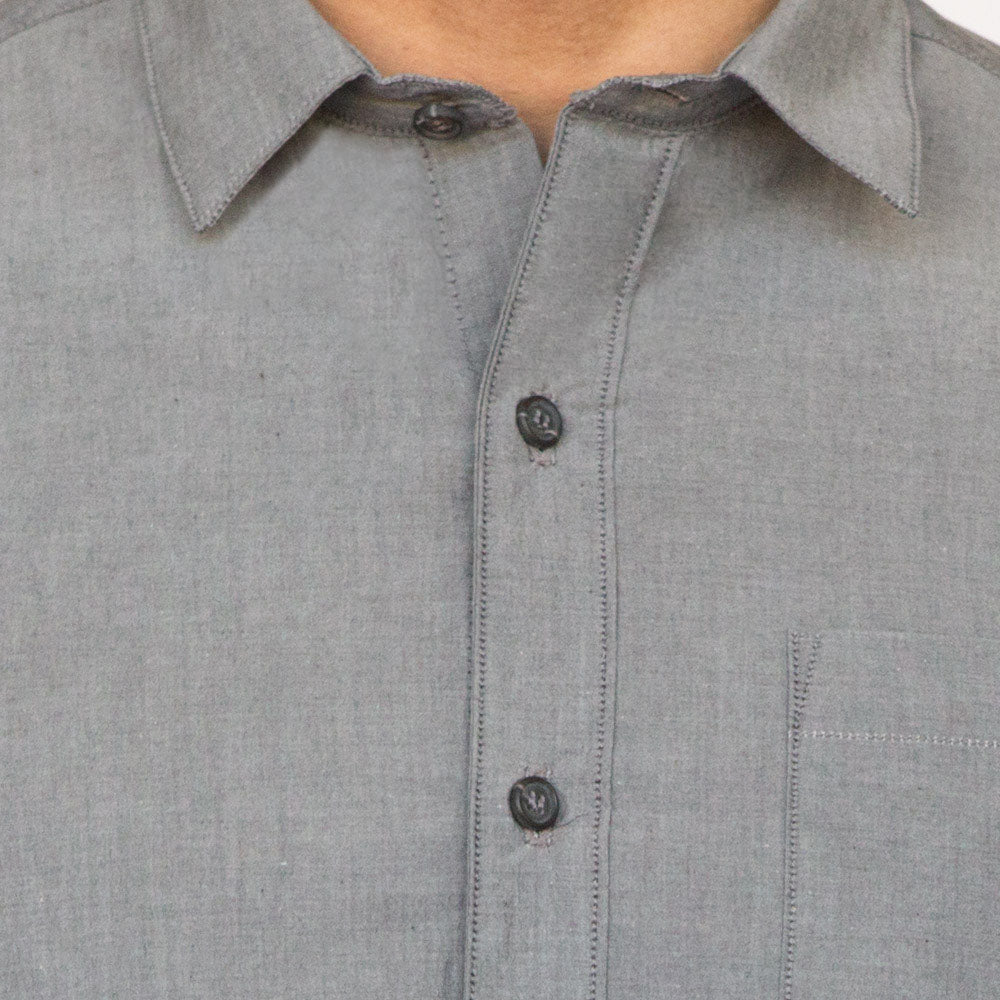 Solid Grey Melange Shirt - Clem