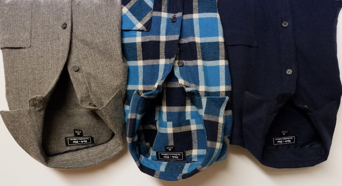 Grey Herringbone Brushed Cotton Shirt - Allister