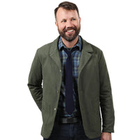 "VAUGHN" - Tonal Blue & Olive Green Flannel Plaid Shirt - Made In USA