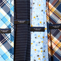 Tonal Blue Plaid Cotton Tie