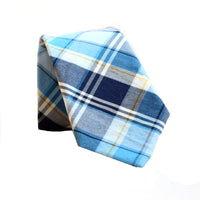 Tonal Blue Plaid Cotton Tie